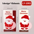 Lot de 10 cartes de vœux Père Noël mignon pour décoration d'emballage de Noël - Style de Carte Père Noël (LY-1002)