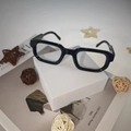 Klassische dicke schwarze rechteckige Sonnenbrille im Retro-Stil mit fettem Rahmen-Design - Glänzendes Schwarz Rahmen Transparente Gläser