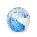 Blue ocean wave crystal ball paperweight with artistic bubbles and clear finish - 80mm Ocean Wave Bubble Ball - Lake Blue