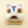 Detailed close-up of embroidered plush lion dance charm with 5.5cm x 6cm dimensions - DIY Style (Back Opening) / White Lion with Blue Thread