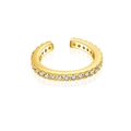 Minimalist S925 sterling silver ear cuff with sparkling pavé cubic zirconia in gold - 18K Gold White Stone