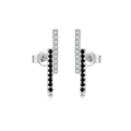 Elegant S925 sterling silver stud earrings with black and white zircon stone inlay - 925 Silver / Silver Black & White Patchwork (MME790-2)