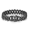 Bracciale teschio gotico vintage da uomo in acciaio inossidabile con catena a maglie - L 16mm L 23cm / Argento antico