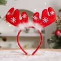 Christmas reindeer antler headband with white snowflakes and bells on red fabric - Christmas Headband (Red Antlers)