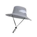 Grey outdoor sun hat with breathable mesh and adjustable windproof cord for hiking - Medium Grey