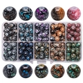 DIY bead set with 10-grid storage box featuring gradient crackle glass beads - Gypsophila approx 200pcs