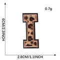 Leopard print embroidered letter I patch with pink border and size measurements - Letter I