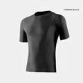Men's Carbon Black compression training t-shirt with 3D breathable knit texture - M / Black