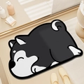 Tapis de bain absorbant motif Shiba Inu en noir et blanc pour décoration intérieure - 40*60cm / Chien Haduo