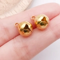 Pair of small polished golden metal bell charms for DIY jewelry and phone accessories - 10mm / Gold