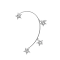 Silver clip-on earring with sparkling star charms and elegant white pearls detail - Silver J Style Left