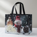 Christmas snowman pattern non-woven gift bag with Merry Christmas text and red handles - Christmas Style 37