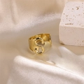 Minimalist gold letter S open ring on satin fabric with decorative stone accessory - Letter S / Gold