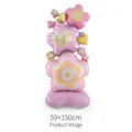 59x150cm Mother's Day balloon column with Love Mom heart and pink floral designs - Standing Flower Mother's Day