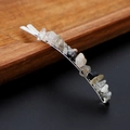 Silver metal hair clip featuring natural transparent, white, and black crystal stones - Black Rutilated Quartz with Silver Clip