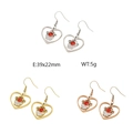 French style heart earrings in gold, silver and rose gold finish with red stones - Heart Red Stone Style (G-KE88049-KFC)