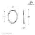 Macro detail of S925 sterling silver twisted hoop earrings with precise measurements - Inner Diameter 12mm / Platinum Plated