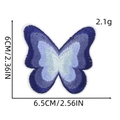 Macro detail of gradient blue butterfly embroidered patch showing size and texture - Cartoon Patch 11# (Blue Butterfly)