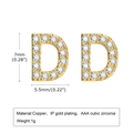 Golden brass letter D stud earring with sparkling AAA cubic zirconia inlay for women - Letter D
