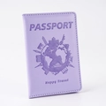 Custodia per passaporto in pelle PU lavanda con mappa del mondo Happy Travel - 14×10cm / Viola chiaro