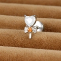 Macro view of lollipop-shaped stud earring with heart stone and silver bow detail - Lollipop / Y25048-2 Silver (Lollipop with Bow)