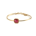 Elegant 18k gold plated stainless steel bracelet featuring a square pink zircon stone - Rose Pink Zirconia (KB120122-KHY)