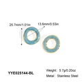 Detailed sizing chart for blue enamel and gold stainless steel round hoop earrings - Blue