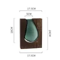 Green glass vase with dark wood base showing dimensions 24x17.5cm and 1150g weight - Medium Style
