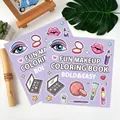 Bold and easy makeup themed coloring book with lavender cover and cute illustrations - Fun Makeup (TS04-Fun Makeup)