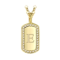 Gold plated rectangular pendant necklace with sparkling zircon and letter E engraving - Gold Letter E