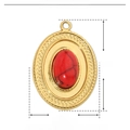 Detailed size parameters of the gold stainless steel pendant with red natural stone - YE144-Red Oval Beaded