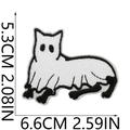 Ghost cat embroidered patch with exact dimensions of 5.3 x 6.6 cm for Halloween decor - Black White Cat Ghost (47)
