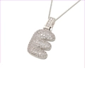 Silver-plated hip hop bubble letter E pendant necklace with clear pavé cubic zirconia - Silver E