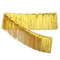 Shiny gold foil fringe curtain for party backdrops with metallic reflective finish - Gold