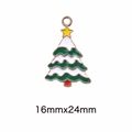 Christmas tree alloy charm with green enamel and gold metal edges 16mm x 24mm size - 44# Christmas Tree