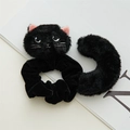 Dettaglio dell'elastico per capelli in peluche nero con orecchie da gatto in 3D - Elastico in Peluche Muso di Gatto