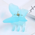 Matte light blue butterfly hair claw clip with golden metal spring for elegant styling - Matte Blue