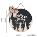 28cm round wooden Christmas sign with black background, Merry Christmas text, and bow - Style Q (Black Background Golden Elk)