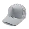 Quick-dry breathable baseball cap in pure gray with vent holes and white braided rope - M (56-58cm) / Light Gray