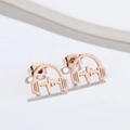 Rose gold stainless steel headphone and heartbeat stud earrings for music lovers - Headphone / Rose Gold