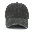 Distressed washed cotton baseball cap in charcoal black with vintage frayed details - Adjustable / Black