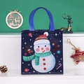 Blue Christmas non-woven gift bag featuring a cute snowman pattern with blue handles - Dark Blue Snowman