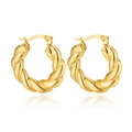 Klassieke gouden gedraaide oorringen voor dames van roestvrij staal - Gedraaide Ringstijl (C077) / Goud
