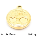 Ciondolo Albero della Vita in acciaio dorato, charm rotondo 18x15mm fatto a mano - Colore Oro (KLJ8198-Z)