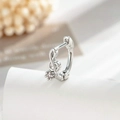 Silver musical note earrings with clear gemstone detail and polished metallic finish - Musical Note-Single Piece(A1098)