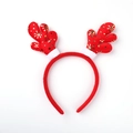 Christmas reindeer antler headband with golden snowflake patterns on red plush fabric - 20# Gold Snowflake Antlers