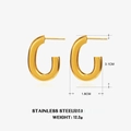 18K gold plated stainless steel chunky C-shaped hoop earrings with polished finish - Gold Oval Earrings