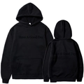 Black Have A Good Day hoodie with kangaroo pocket showing front and back views - S / Tops / Black (Pattern 3)