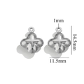 Silver four-leaf clover metal charm pendant with dimensions 14.5mm by 11.5mm - Steel Color Puffy Clover