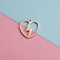 Colgante de corazón de acero inoxidable dorado con diseño de rayo para collares y joyas DIY - Oro Rosa